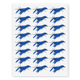 Blue marron crayfish cartoon illustration  temporary tattoos