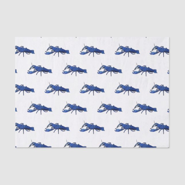 Blue marron crayfish cartoon illustration tissue paper (Front)