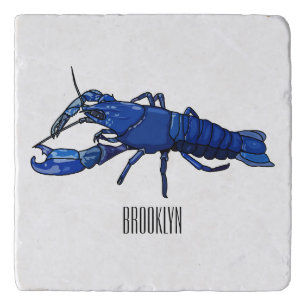 Blue marron crayfish cartoon illustration trivet