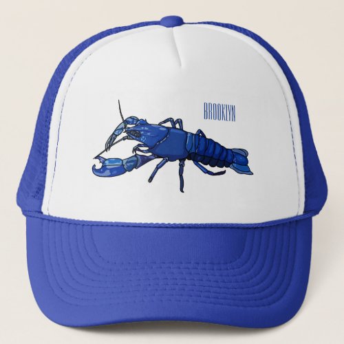 Blue marron crayfish cartoon illustration trucker hat
