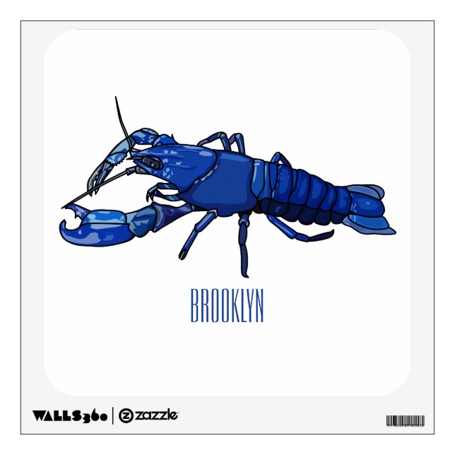 Blue marron crayfish cartoon illustration wall decal (Front)