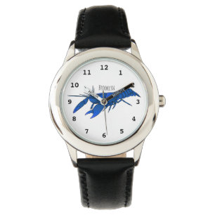 Blue marron crayfish cartoon illustration watch