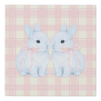 Blue Marshmallow Bunny Rabbits Easter Faux Canvas Print
