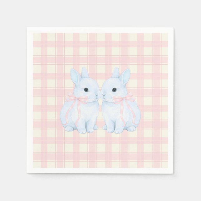Blue Marshmallow Bunny Rabbits Easter Napkins (Front)