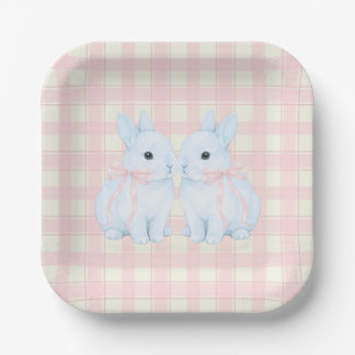 Blue Marshmallow Bunny Rabbits Easter Paper Plates