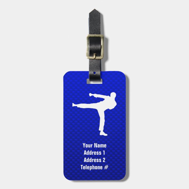 Blue Martial Arts Luggage Tag (Front Vertical)