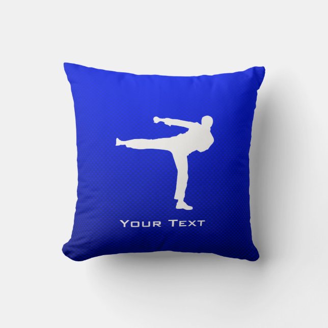 Blue Martial Arts Throw Pillow (Front)