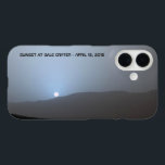 Blue Martian Sunset iPhone 16 Case<br><div class="desc">Sunset on Mars as photographed by NASA's Curiosity rover. Sundown in Gale Crater on the 956th day, or sol (April 15, 2015), of the Curiosity mission. Customizable text reading "SUNSET AT GALE CRATER -APRIL 15, 2015" also appears. When the photograph was taken there was much very fine dust in the...</div>