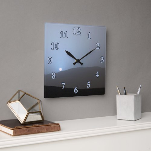Blue Martian Sunset Square Wall Clock