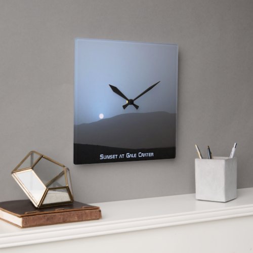 Blue Martian Sunset Square Wall Clock