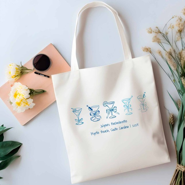 Blue Martini Bachelorette Party Bridesmaid Gift Tote Bag (Creator Uploaded)