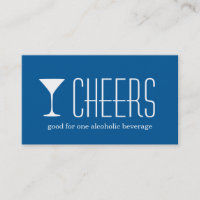 Blue martini corporate logo event drink ticket