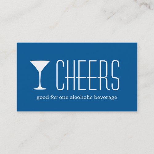 Blue martini corporate logo event drink ticket