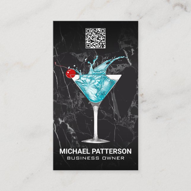 Blue Martini Splash Cocktail Business Card (Front)