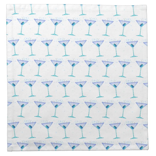 BLUE MARTINIS Cocktail or Dinner NAPKINS (Front)