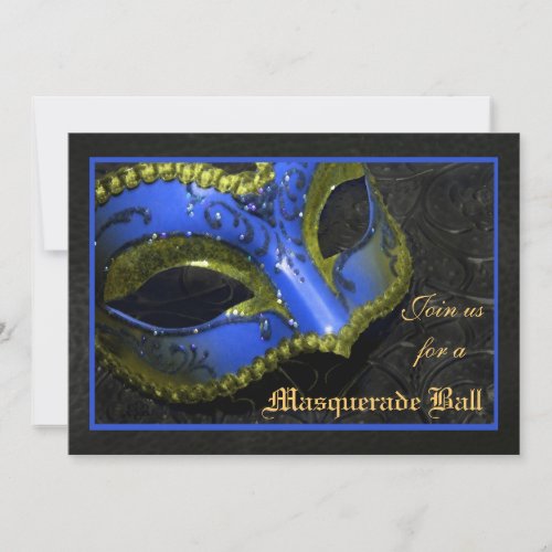 Blue Mask Masquerade Ball Halloween Invitation
