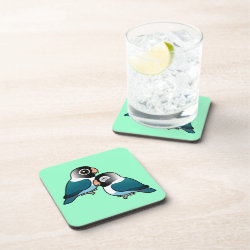 Blue Masked Lovebirds Adorable Pair Beverage Coaster