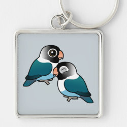 Blue Masked Lovebirds Adorable Pair Premium Square Keychain