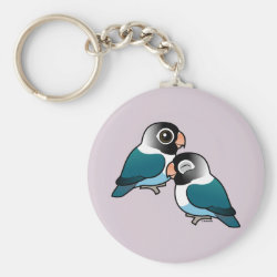 Blue Masked Lovebirds Adorable Pair Basic Button Keychain