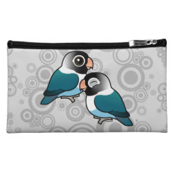 Blue Masked Lovebirds Adorable Pair Sueded Medium Cosmetic Bag
