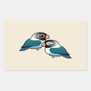 Blue Masked Lovebird Adorable Pair Rectangular Sticker