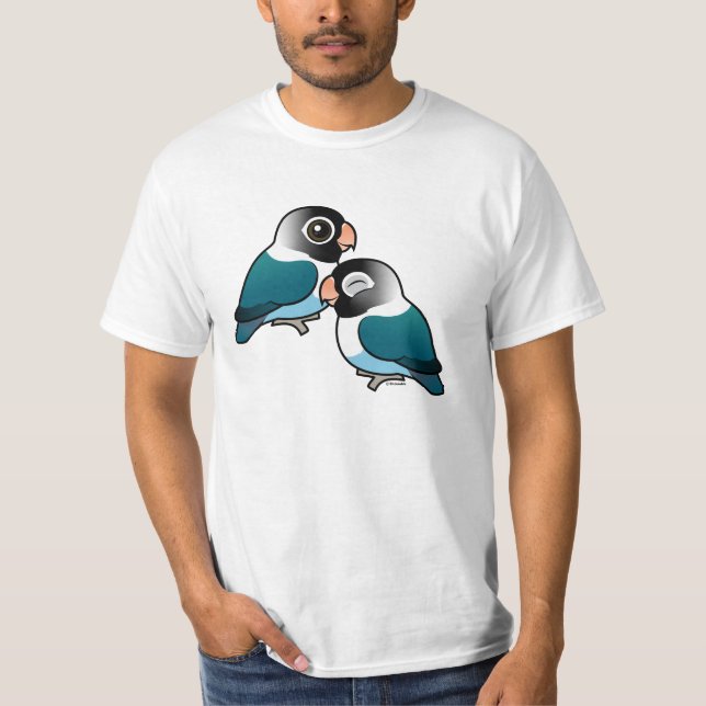 Blue Masked Lovebird Adorable Pair T-Shirt (Front)
