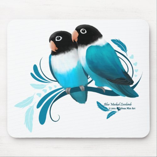 Blue Masked Lovebirds Mouse Pad