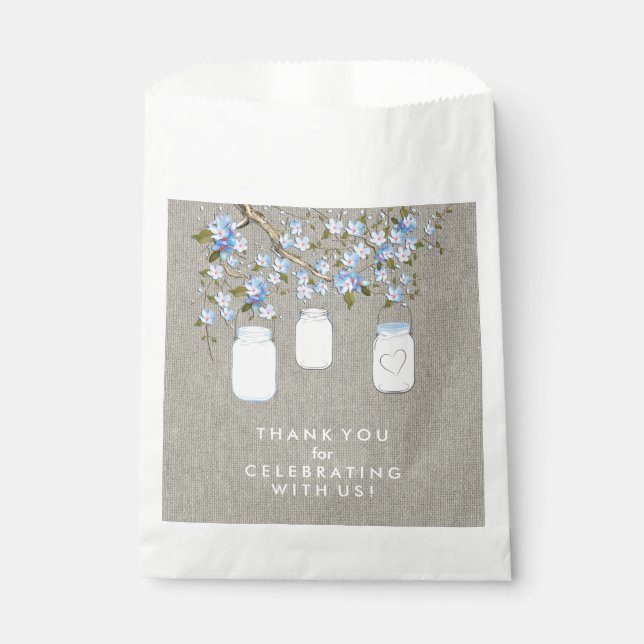 Blue Mason Jar Baby Shower Favor Bag (Front)