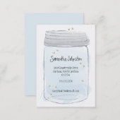 Blue Mason Jar & Fireflies Save the Date Business Card (Front/Back)