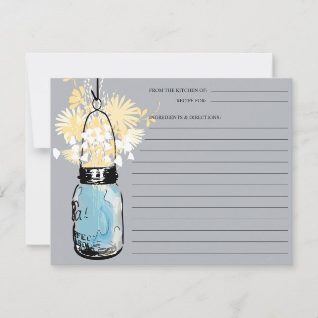 Blue Mason Jar Recipe Card (Front)