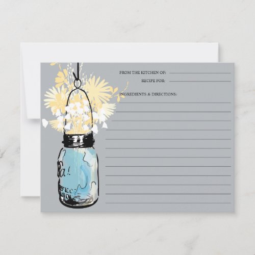 Blue Mason Jar Recipe Card