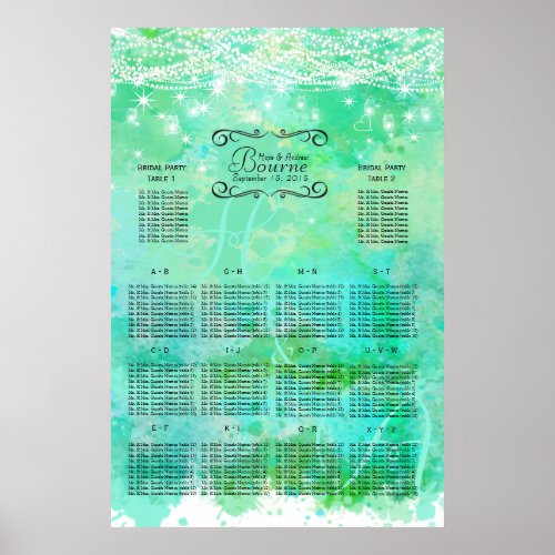 Blue Mason Jar Under the Stars SeatingChart Poster