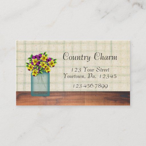 Customizable Blue Mason Jar Violas Business Card