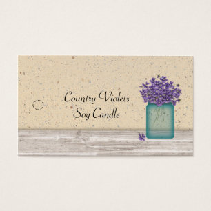 Blue Mason Jar Violets Hang Tag