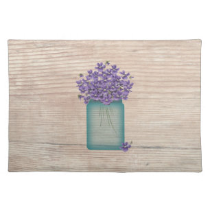 Blue Mason Jar Violets Placemat