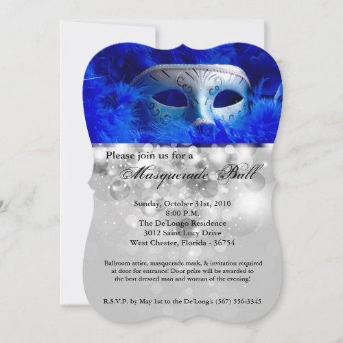 Blue Masquerade Ball Mask Costume Halloween Part Invitation