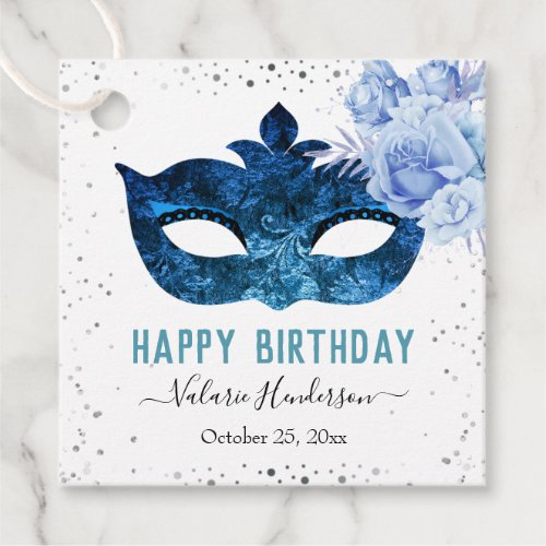 Blue Masquerade Birthday Party Favor Tags