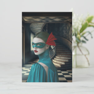 Blue Masquerade Digital Art Greeting Card