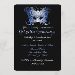 Blue Masquerade Quinceanera Invitations