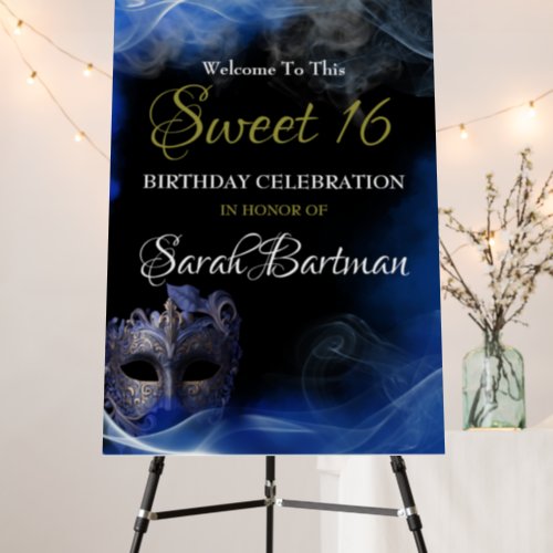 Blue Masquerade Sweet 16 Welcome Sign