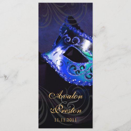 Blue Masquerade  Wedding Program Invitation