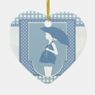 blue maternity ceramic ornament