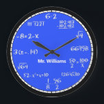 Blue Math Equations Custom Large Clock<br><div class="desc">Blue Math Equations Custom Large Clock.</div>