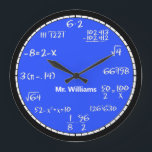 Blue Math Equations Custom Large Clock<br><div class="desc">Blue Math Equations Custom Large Clock.</div>