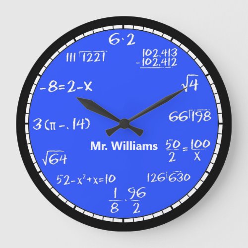 Blue Math Equations Custom Large Clock