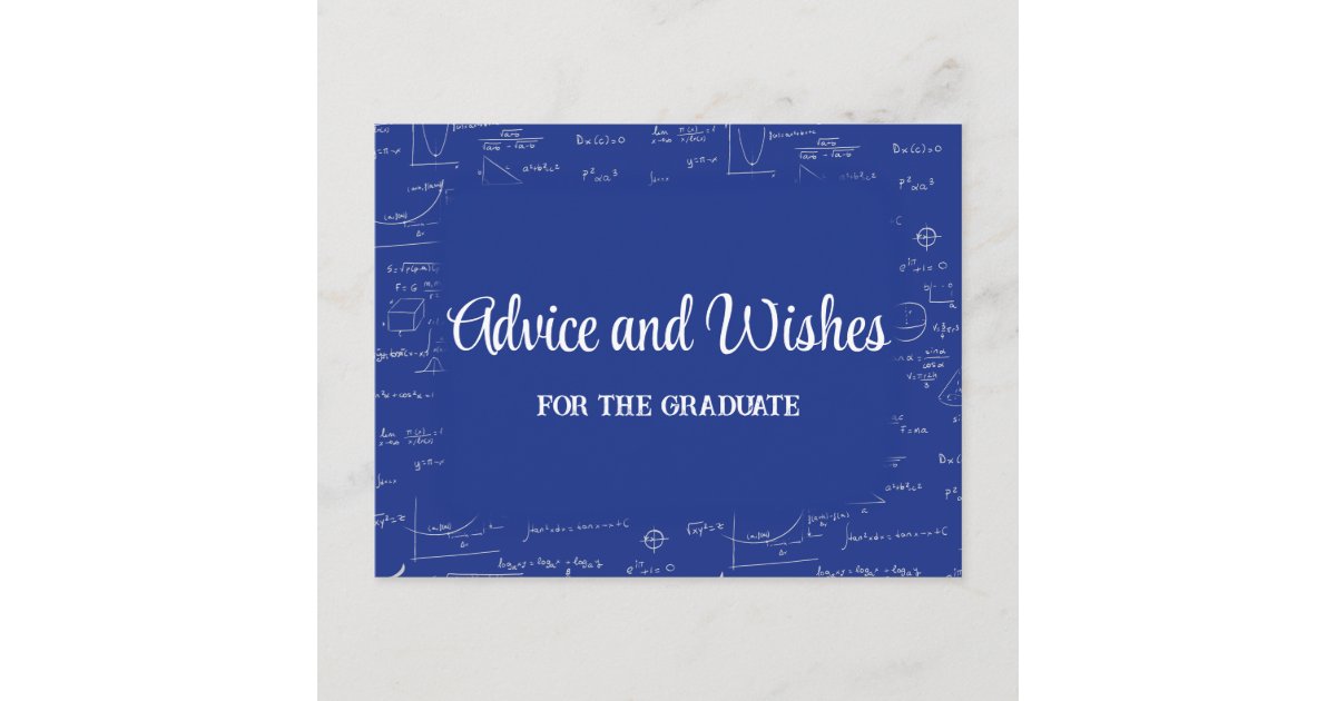 Blue Math Graduation Party Advice for Graduate Enclosure Card | Zazzle
