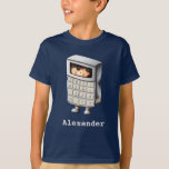 Blue Math Nerd Kid in Calculator Suit Illustrated  T-Shirt