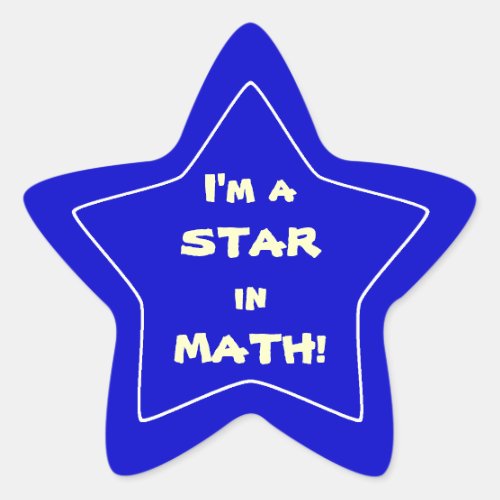 Blue Math Star Student Star Sticker