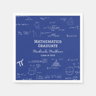 Blue Mathematics Graduate Class of Graduation Napkins