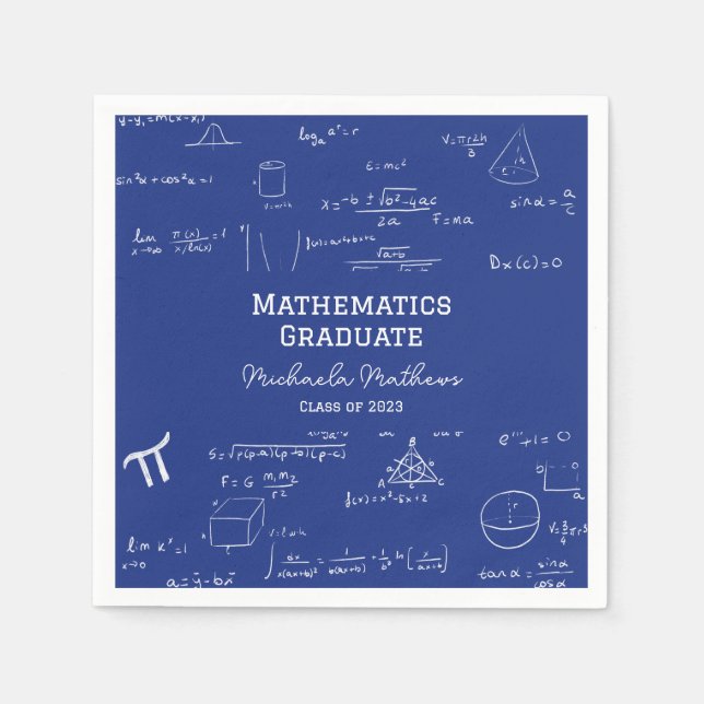 Blue Mathematics Graduate Class of Graduation Napkins (Front)